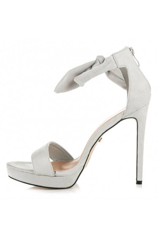 Sandalias de tacón de ante gris con cordones AF-8675G