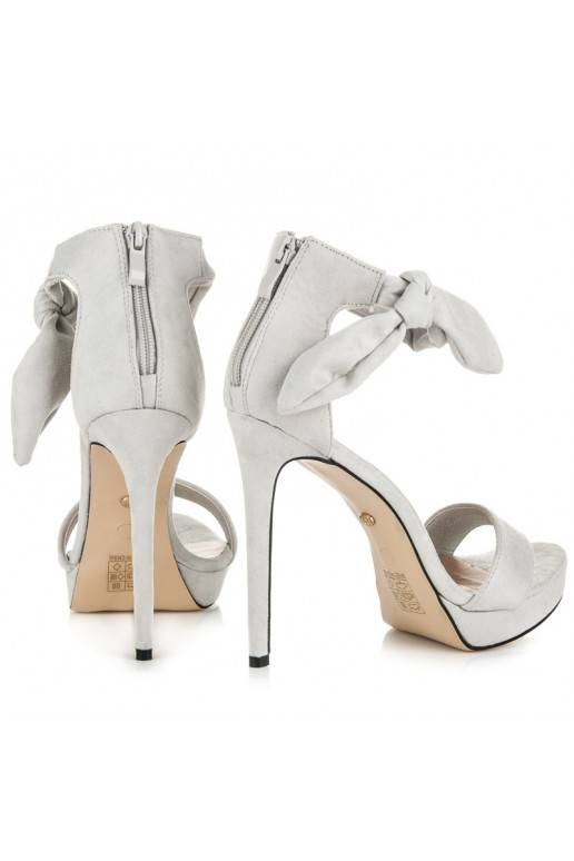 Sandalias de tacón de ante gris con cordones AF-8675G