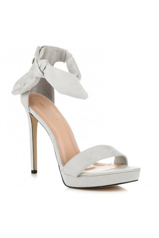 Sandalias de tacón de ante gris con cordones AF-8675G