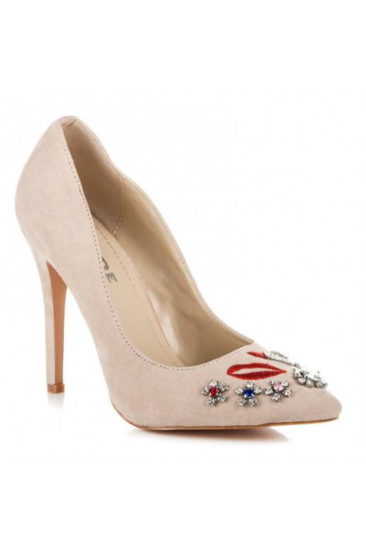 Sandalias color arena con detalles bordados y brillantes WL119BE