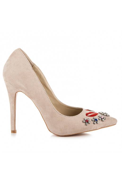 Sandalias color arena con detalles bordados y brillantes WL119BE