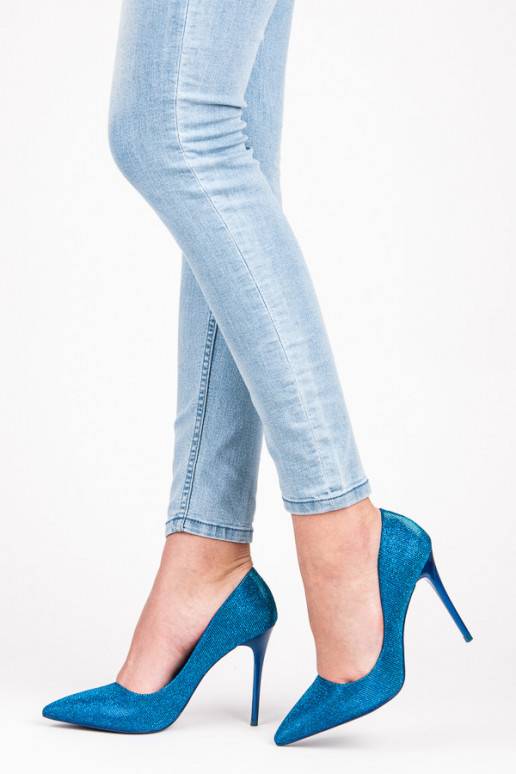 Zapatos de tacón brillantes azules LEI-105BL