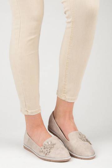 Smėlio spalvos lordsai su gėlių aplikacijomis 668-20BE  - 3 2