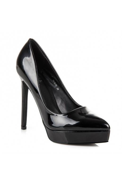 Zapatos stilettos charol negro con plataforma en la puntera