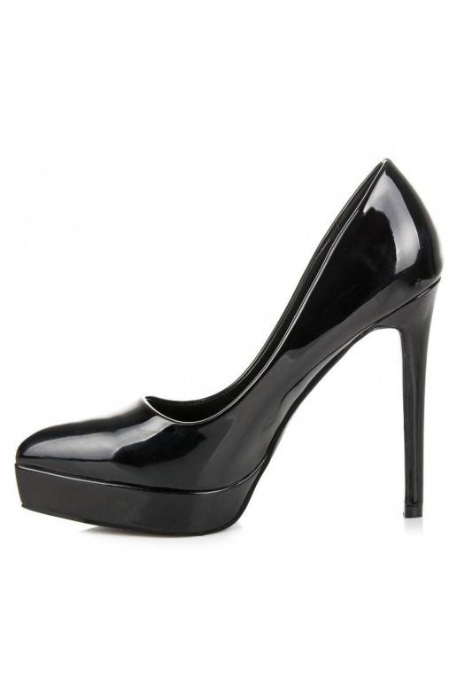 Zapatos stilettos charol negro con plataforma en la puntera