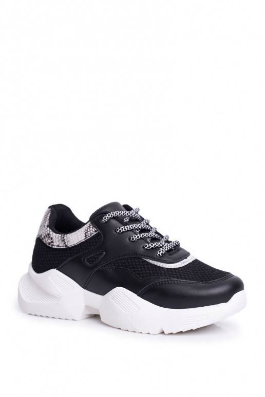 Zapatillas estilo sport con imitación serpiente Giselle en negro