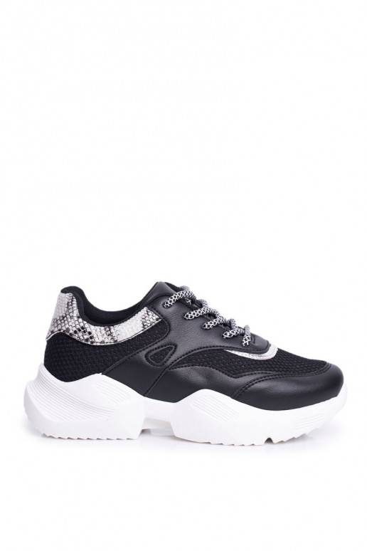 Zapatillas estilo sport con imitación serpiente Giselle en negro
