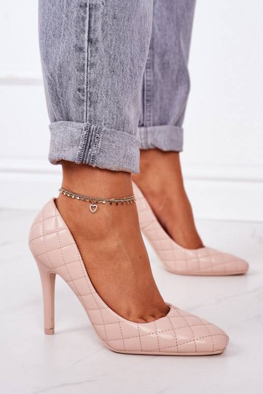 Zapatos de tacón acolchados de estilo elegante en color beige de Rosanna