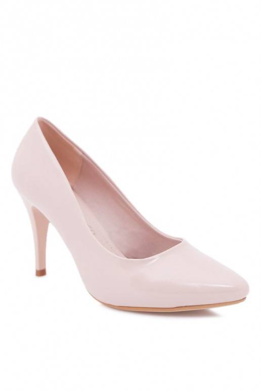 Zapatos de mujer de tacón efecto barniz beige