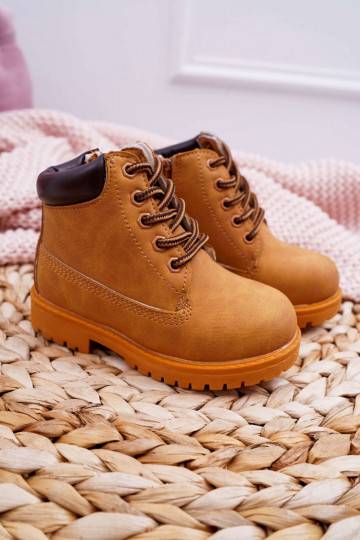Botas infantiles con cordones y cremalleras en color marrón 2