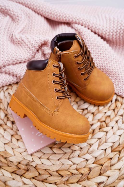 Botas infantiles con cordones y cremalleras en color marrón