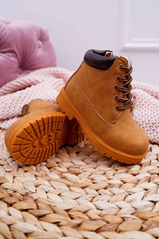 Botas infantiles con cordones y cremalleras en color marrón