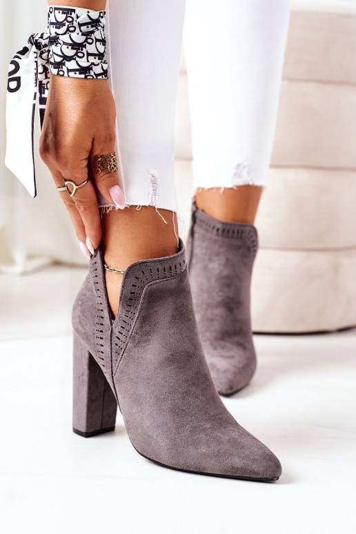 Botas calefactables con tacón color gris Sally