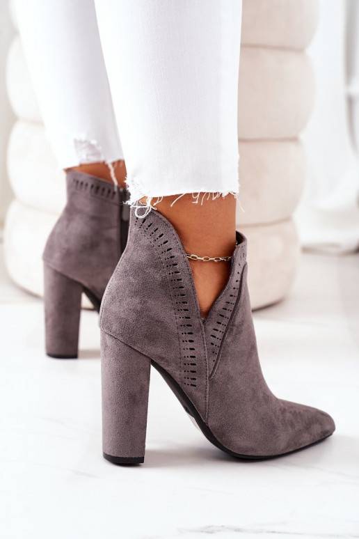 Botas calefactables con tacón color gris Sally