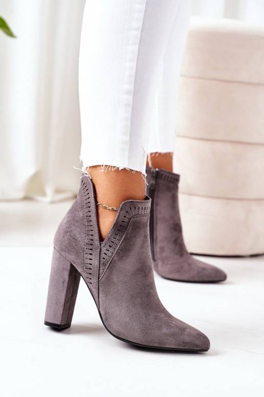 Botas calefactables con tacón color gris Sally