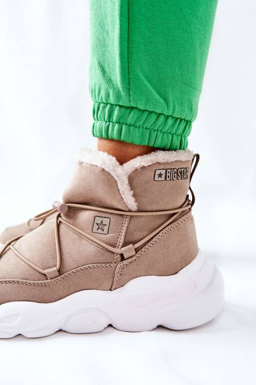 Botas de nieve calefactables en color beige.