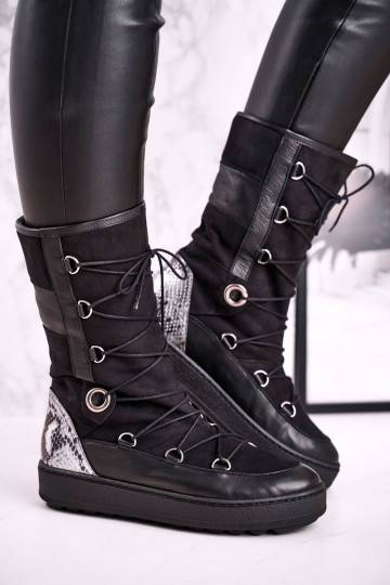 Botas de nieve fabricadas en ante con pelo Laura Messi color negro 2054