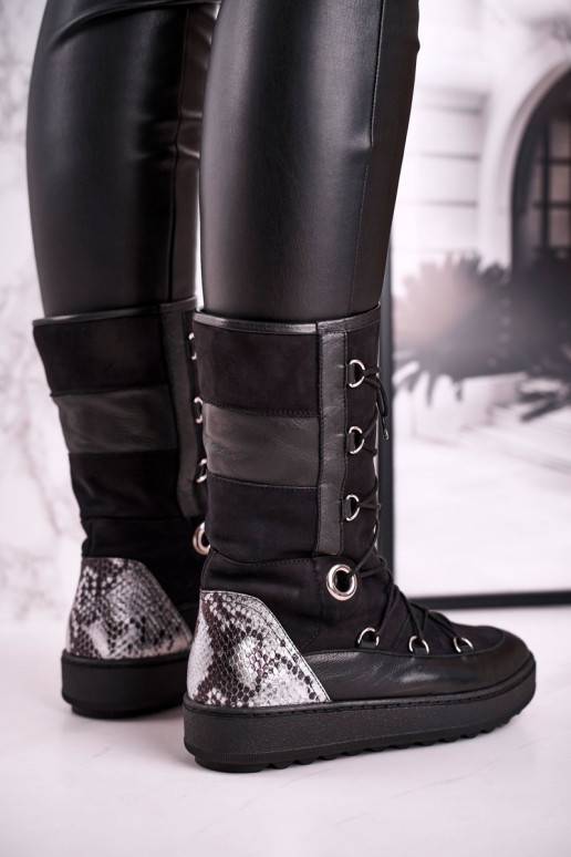 Botas de nieve fabricadas en ante con pelo Laura Messi color negro 2054