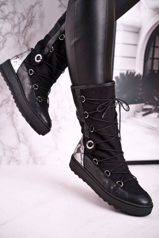 Botas de nieve fabricadas en ante con pelo Laura Messi color negro 2054