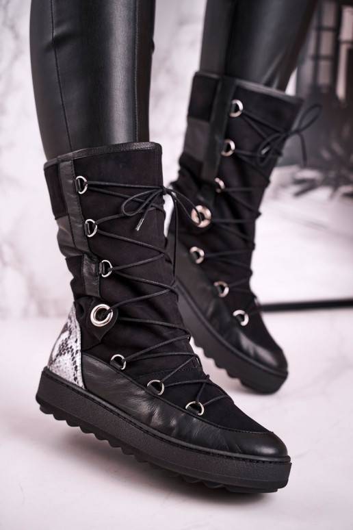 Botas de nieve fabricadas en ante con pelo Laura Messi color negro 2054
