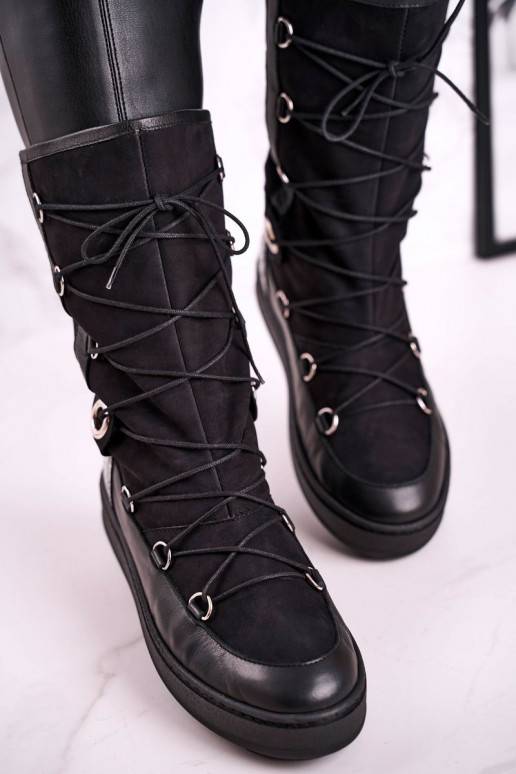 Botas de nieve fabricadas en ante con pelo Laura Messi color negro 2054