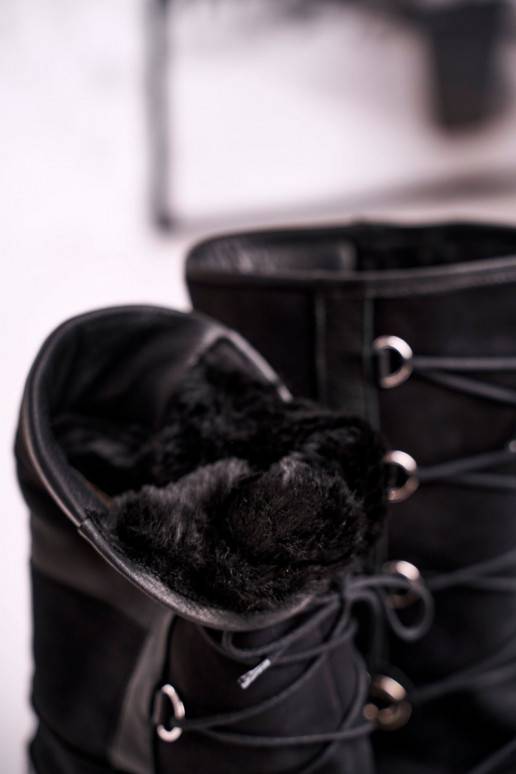 Botas de nieve fabricadas en ante con pelo Laura Messi color negro 2054