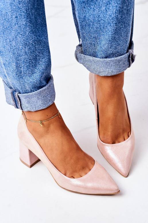 Zapatos de raso rosa