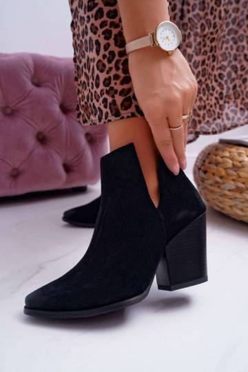 Botas de mujer con tacón en ante natural color negro 2