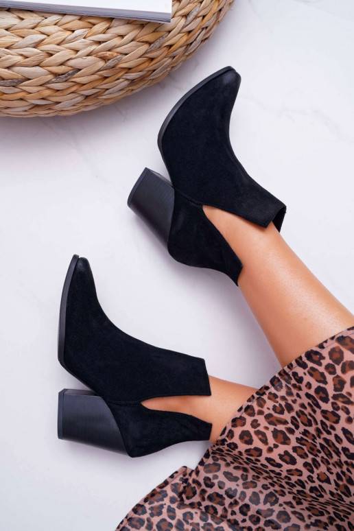 Botas de mujer con tacón en ante natural color negro