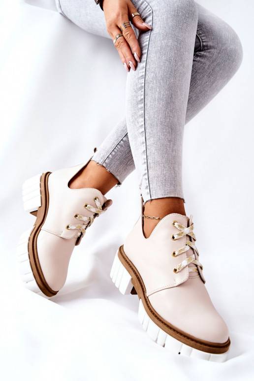 Botas Cut Out con tiras beige Kaxo