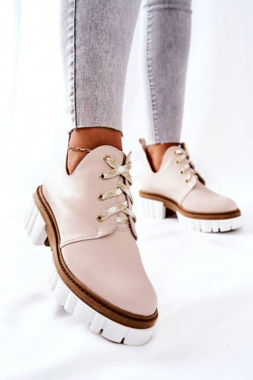 Botas Cut Out con tiras beige Kaxo