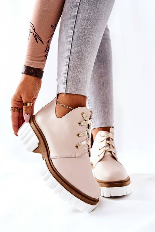Botas Cut Out con tiras beige Kaxo