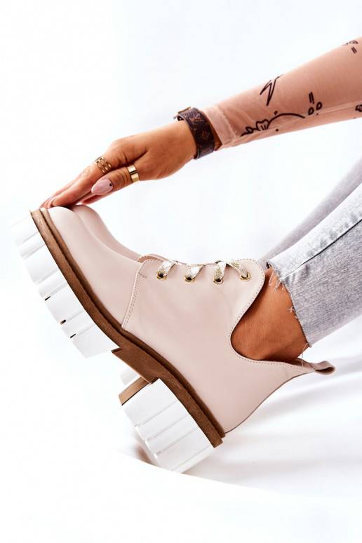 Botas Cut Out con tiras beige Kaxo