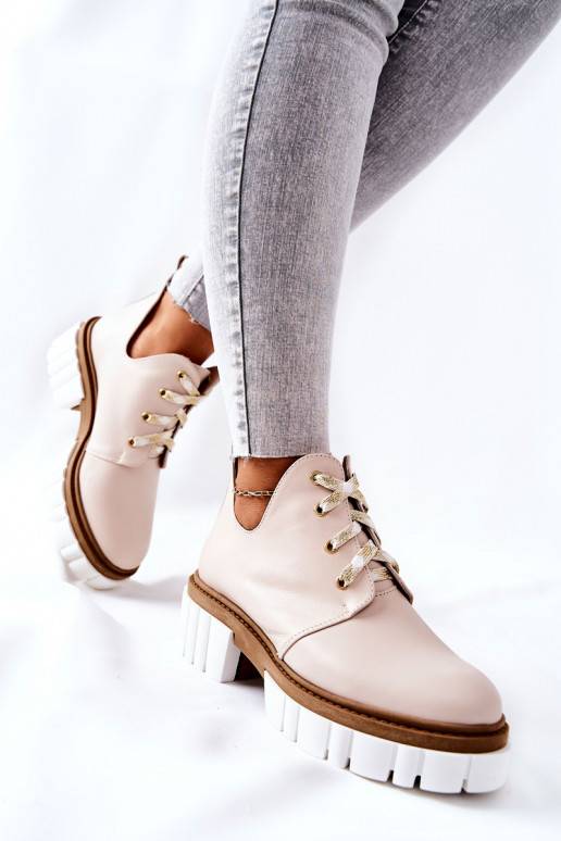 Botas Cut Out con tiras beige Kaxo