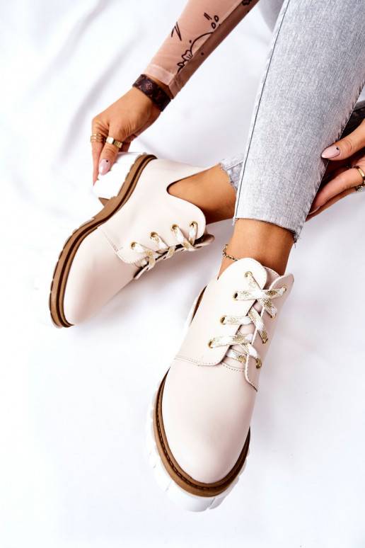 Botas Cut Out con tiras beige Kaxo