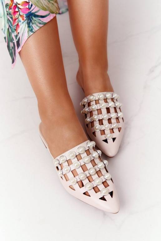 Pantuflas con suela I Perłami beige Ripple