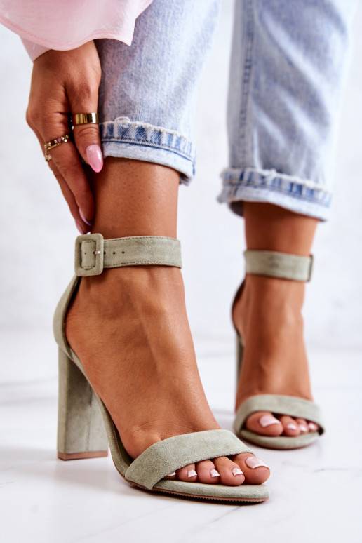 Sandalias de tacón Jacqueline de ante verde claro