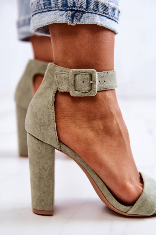 Sandalias de tacón Jacqueline de ante verde claro