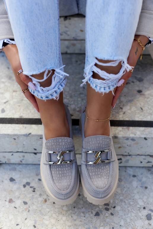 Zapatos de moda fabricados en ante gris Rayhan.