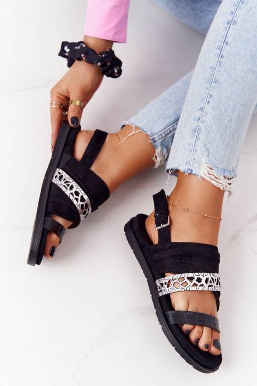 Sandalias de ante color negro y plata... Sandalias de ante color negro y plata...