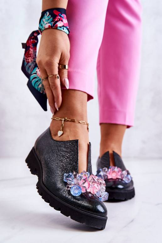 Zapatos de estilo elegante con adornos en color caqui Cindy