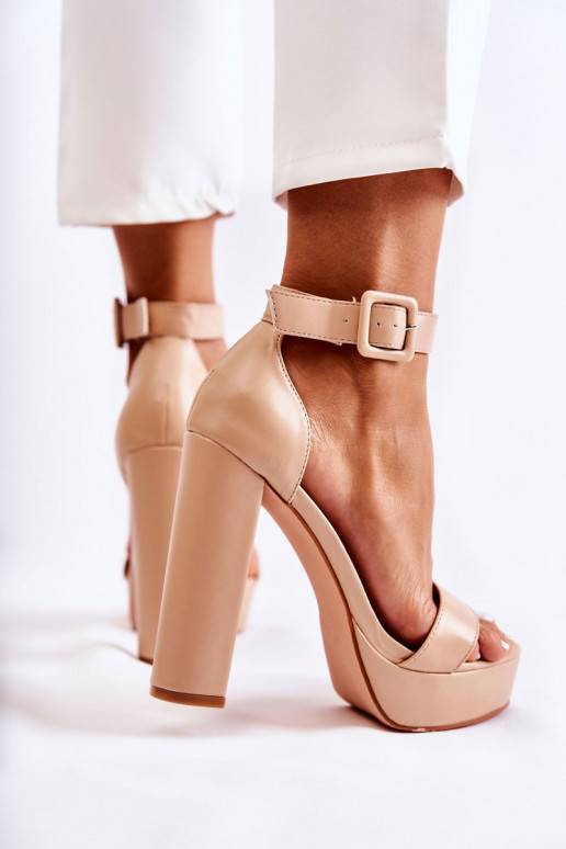 Sandalia con tacón Medanos beige Sandalia con tacón Medanos beige