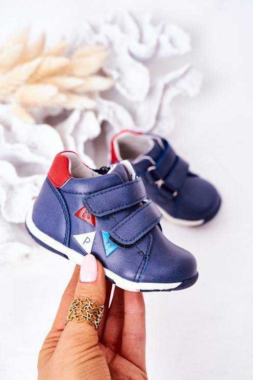 Zapatos infantiles con cierres adhesivos en color azul oscuro Milo