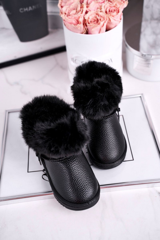 Botas de nieve infantiles calefactables con pelo en color negro Marella