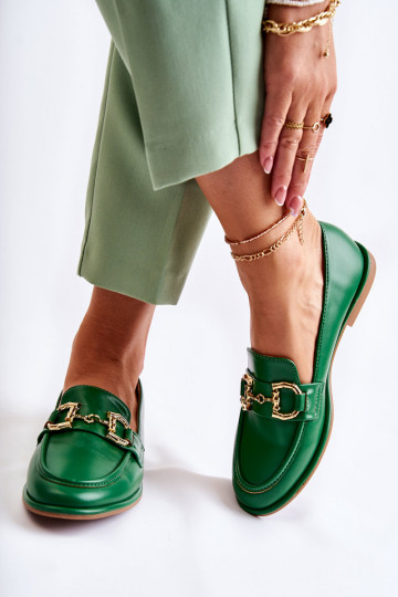 Mocasines de mujer en color verde de Coris. 2