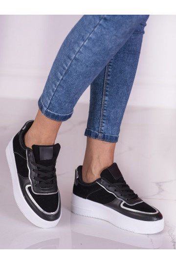 Zapatos de mujer con plataforma alta color negro con cordones Shelovet 2