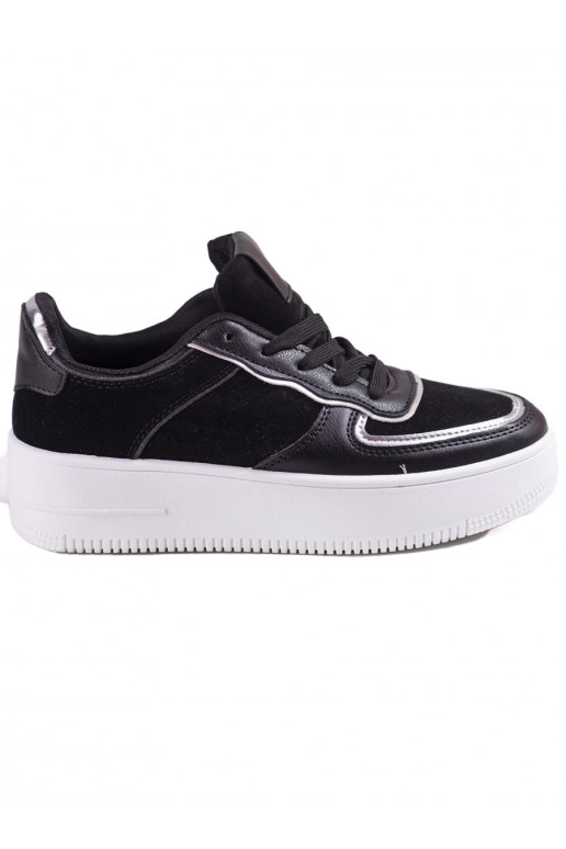 Zapatos de mujer con plataforma alta color negro con cordones Shelovet