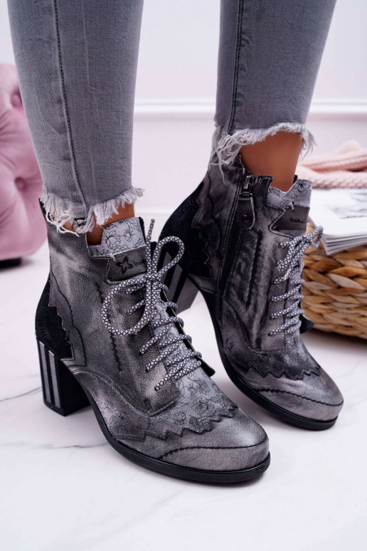 Botas de mujer en piel natural en color gris