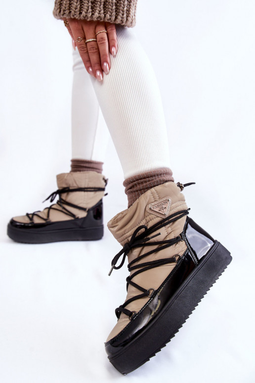 Botas de nieve con cordones negro... Botas de nieve con cordones negro...