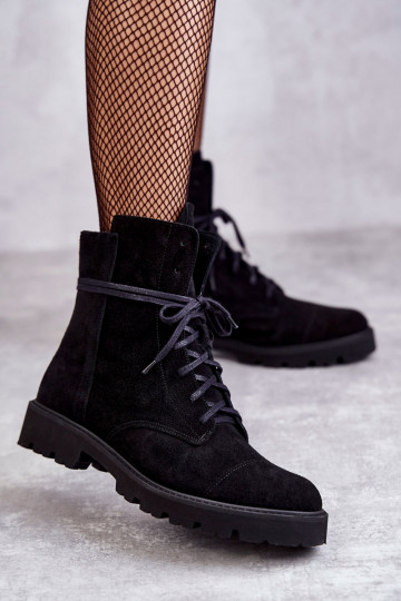 Botines de ante con cremalleras Nicole en negro